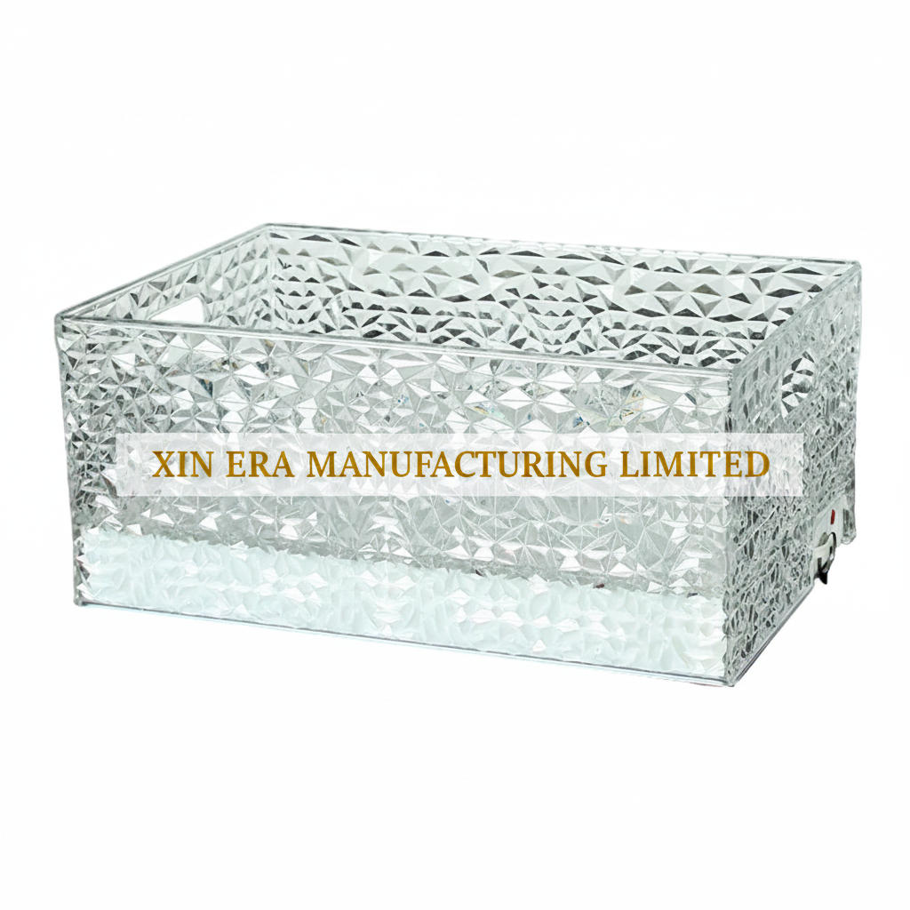Xinera-Diamond-Texture-Acrylic-Ice-Bucket-Luminous-Champagne-Cradle-B2B-Custom-Branding-Real-Shot