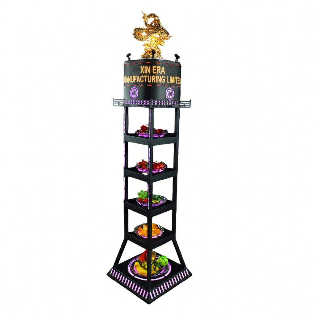 Xinera-029-Golden-Dragon-LED-Screen-5-Tier-Fruit-Bowl-Programmable-Luminous-Cupcake-Tower-Alternative-Cake-Stand-Nightclub-VVIP-Service-Factory-Real-Shot