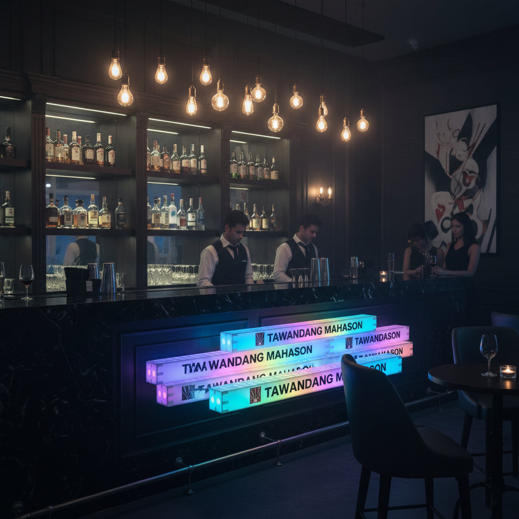 Custom 60-hole LED shot glass VIP presenter tray with 7-color rainbow wave lighting effect for nightclub bottle service wholesale from factory.
