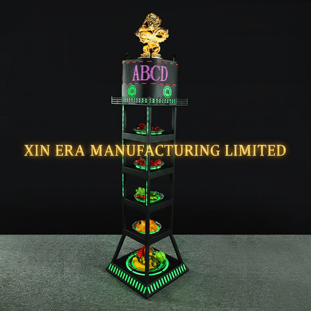 Xinera-029-Golden-Dragon-LED-Screen-5-Tier-Fruit-Bowl-Programmable-Luminous-Cupcake-Tower-Alternative-Cake-Stand-Nightclub-VVIP-Service-Factory-Real-Shot