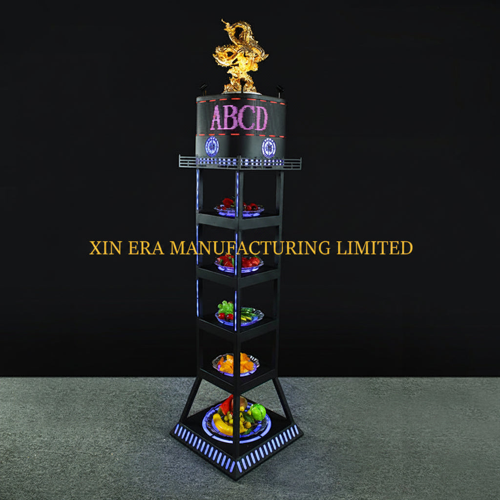 Xinera-029-Golden-Dragon-LED-Screen-5-Tier-Fruit-Bowl-Programmable-Luminous-Cupcake-Tower-Alternative-Cake-Stand-Nightclub-VVIP-Service-Factory-Real-Shot