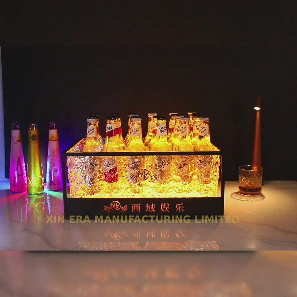 Xinera-Diamond-Textured-LED-Ice-Bucket-High-Capacity-VIP-Bottle-Cooler-Factory-Real-Shot