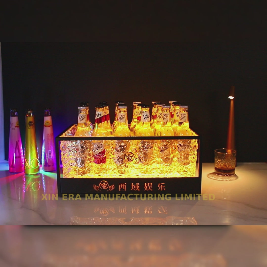 Xinera-Diamond-Textured-LED-Ice-Bucket-High-Capacity-VIP-Bottle-Cooler-Factory-Real-Shot