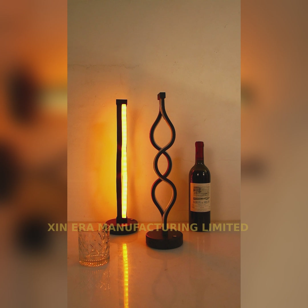 Modern Double-Wave LED Table Lamp - Rechargeable Bar Decor