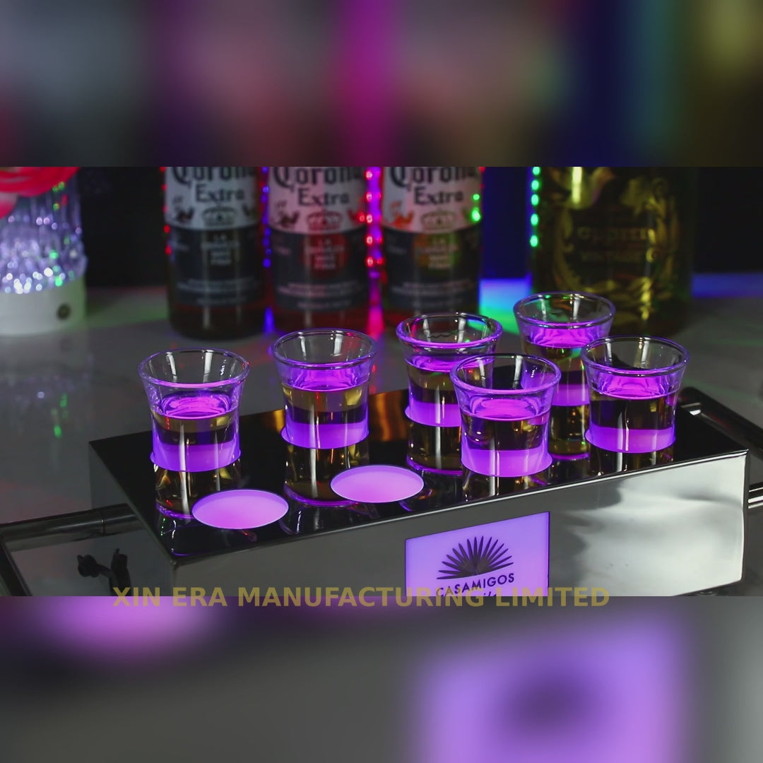 Xinera-Custom-Casamigos-Tequila-Logo-Stainless-Steel-LED-Shot-Glass-Holder-8-Slot-Luminous-Shooter-Tray-with-Handles-Nightclub-VIP-Service-Factory-Real-Shot