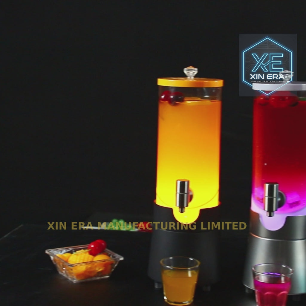 Custom LED Drink Tower Dispenser - Premium Luminous Cocktail & Juice Beverage Tower with Stainless Steel Base for Nightclub VIP Service