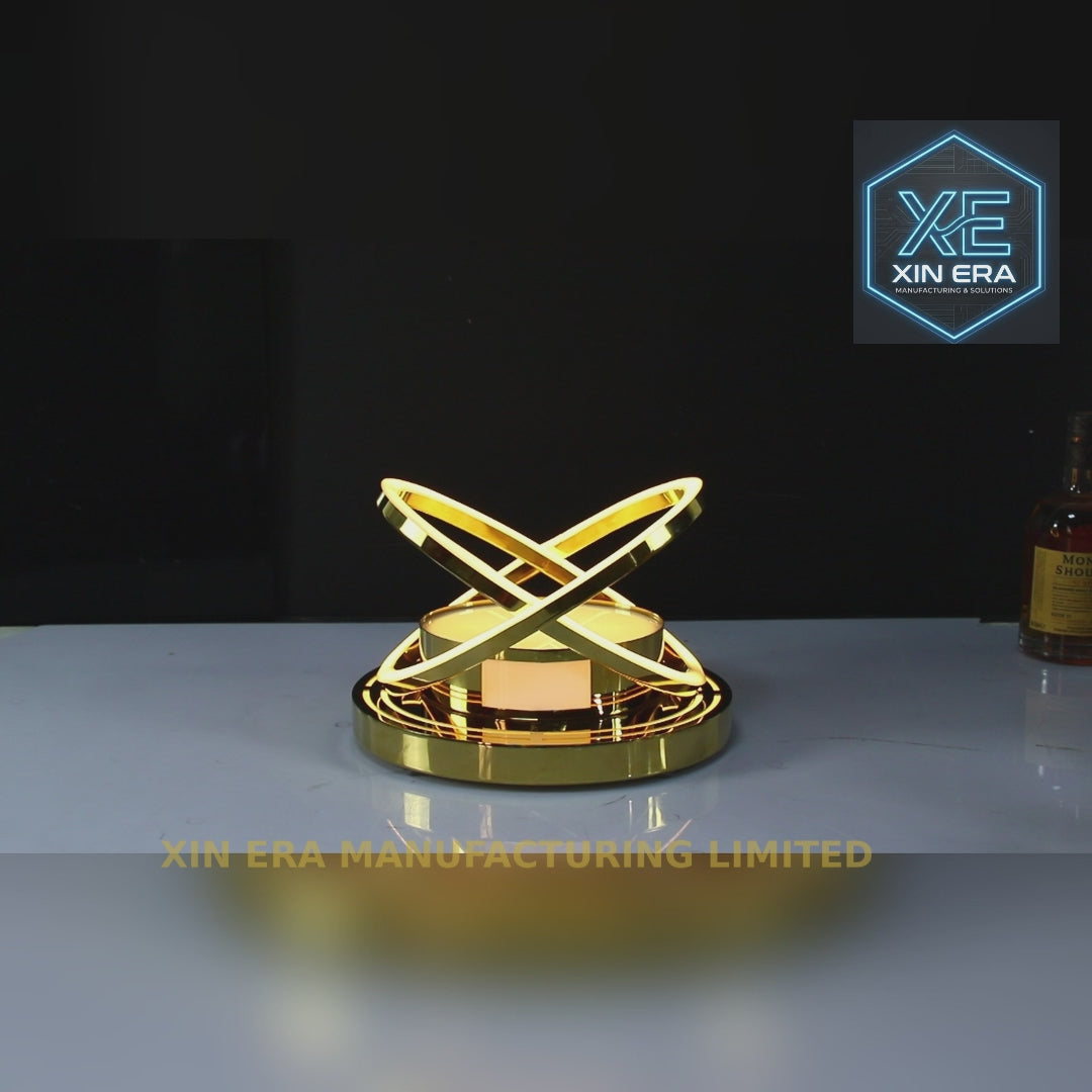 Orbital Gold Double Bottle Infinity Mirror - Premium LED VIP Display Stand