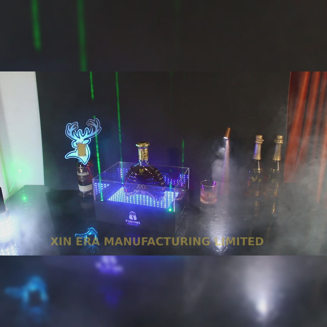 Xinera-Laser-Infinity-Mirror-LED-Bottle-Glorifier-Green-Laser-Beam-VIP-Display-Factory-Real-Shot