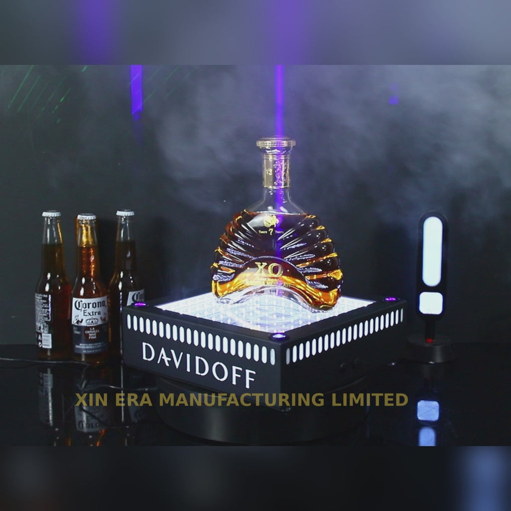Xinera-Custom-Davidoff-Logo-LED-Infinity-Mirror-Bottle-Glorifier-Luminous-Liquor-Display-Base-Nightclub-VIP-Service-Factory-Real-Shot