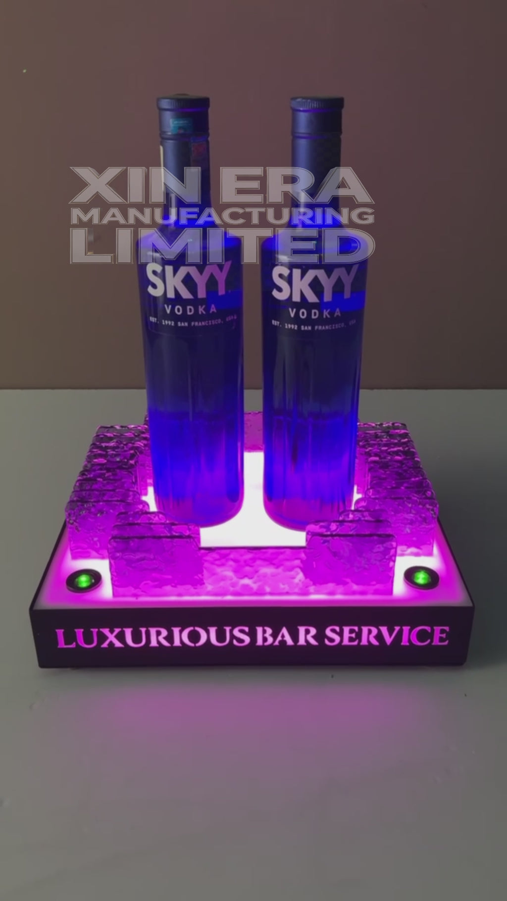 Purple Laser LED Wine Stand - Universal Acrylic Bottle Glorifier for Bar & Nightclub