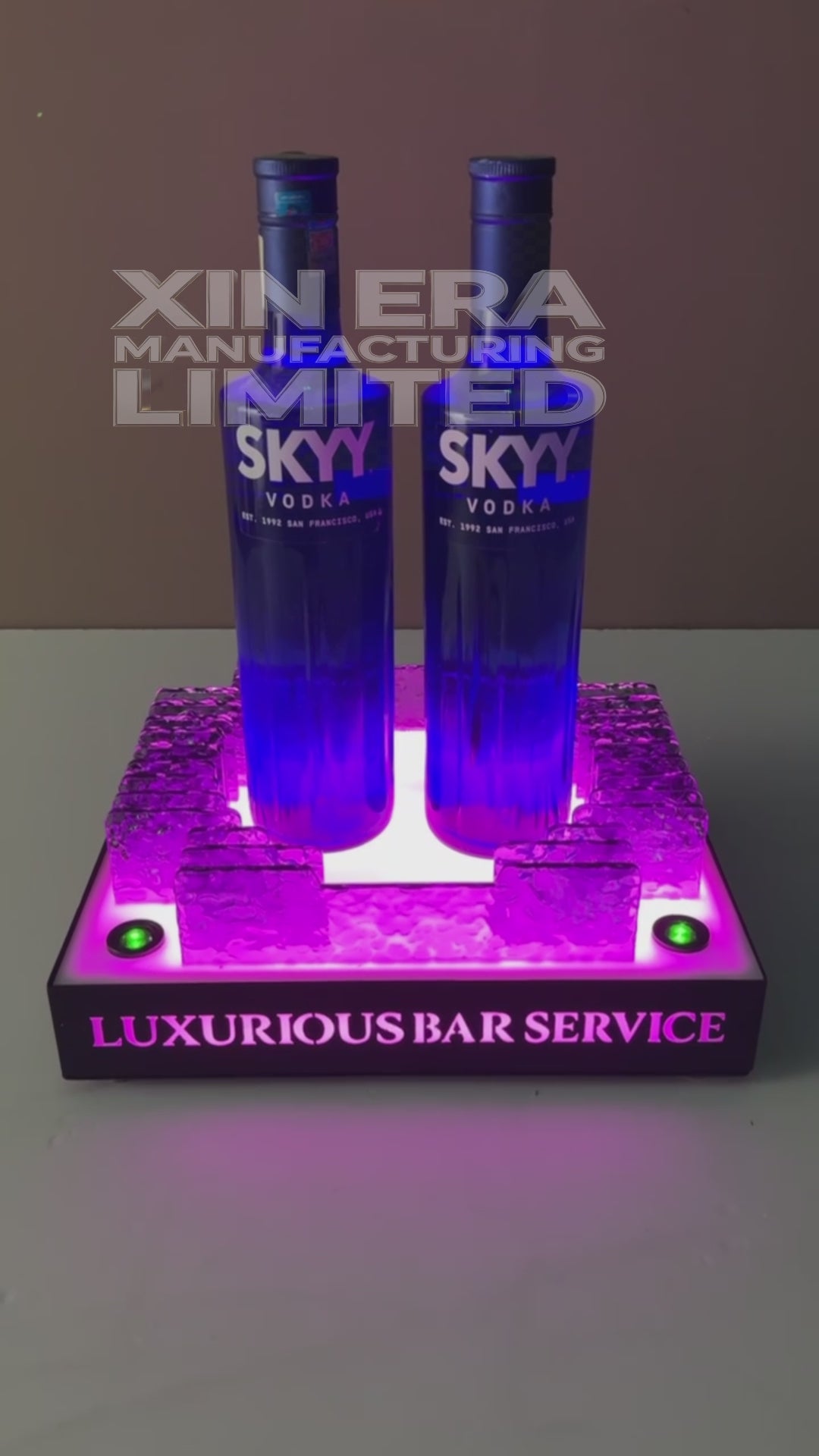 Purple Laser LED Wine Stand - Universal Acrylic Bottle Glorifier for Bar & Nightclub