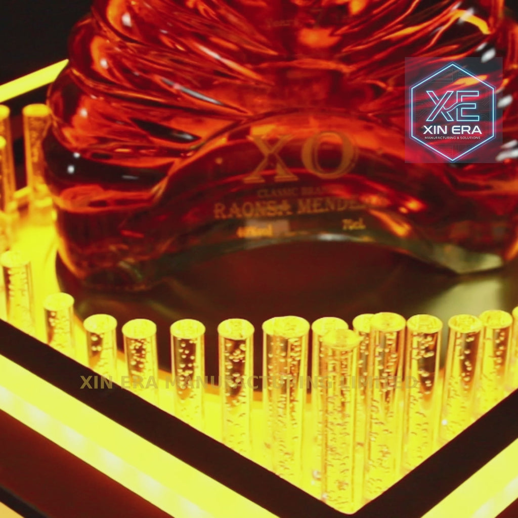 Xinera-Luxury-LED-Liquor-Bottle-Glorifier-VIP-Display-Base-Customizable-Light-Color-Crystal-Bubble-Rods-Nightclub-VIP-Table-Service-Factory-Real-Shot