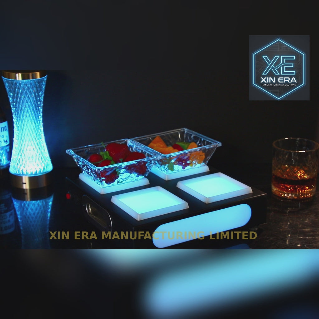 Xinera-Luxury-5-Bottle-LED-Champagne-Display-Stand-Shield-Style-Luminous-Wine-Glorifier-Rack-The-Moonlight-Zone-Logo-Factory-Real-Shot
