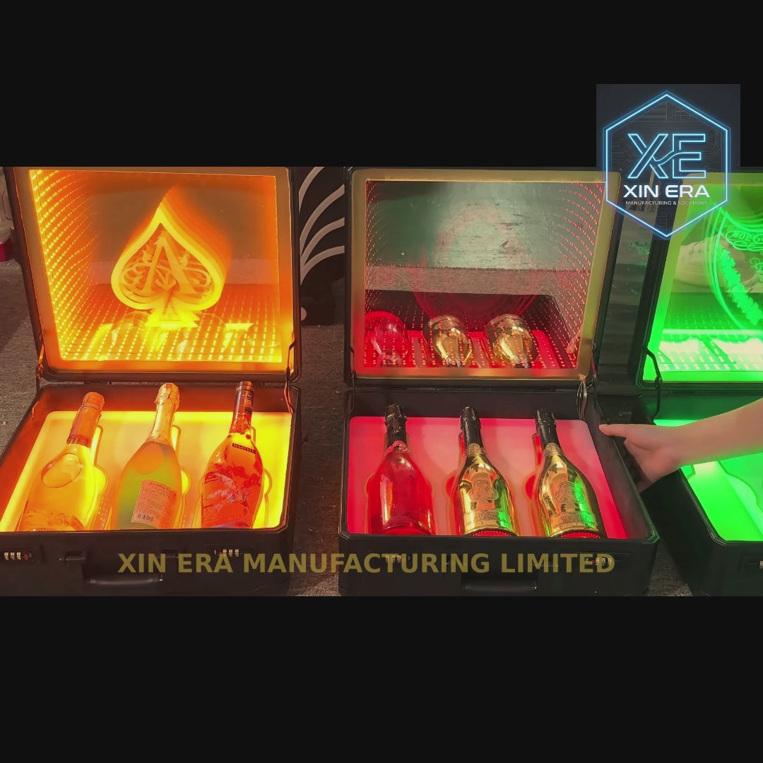 LED Infinity Mirror Champagne Box - VIP Bottle Presenter Case
