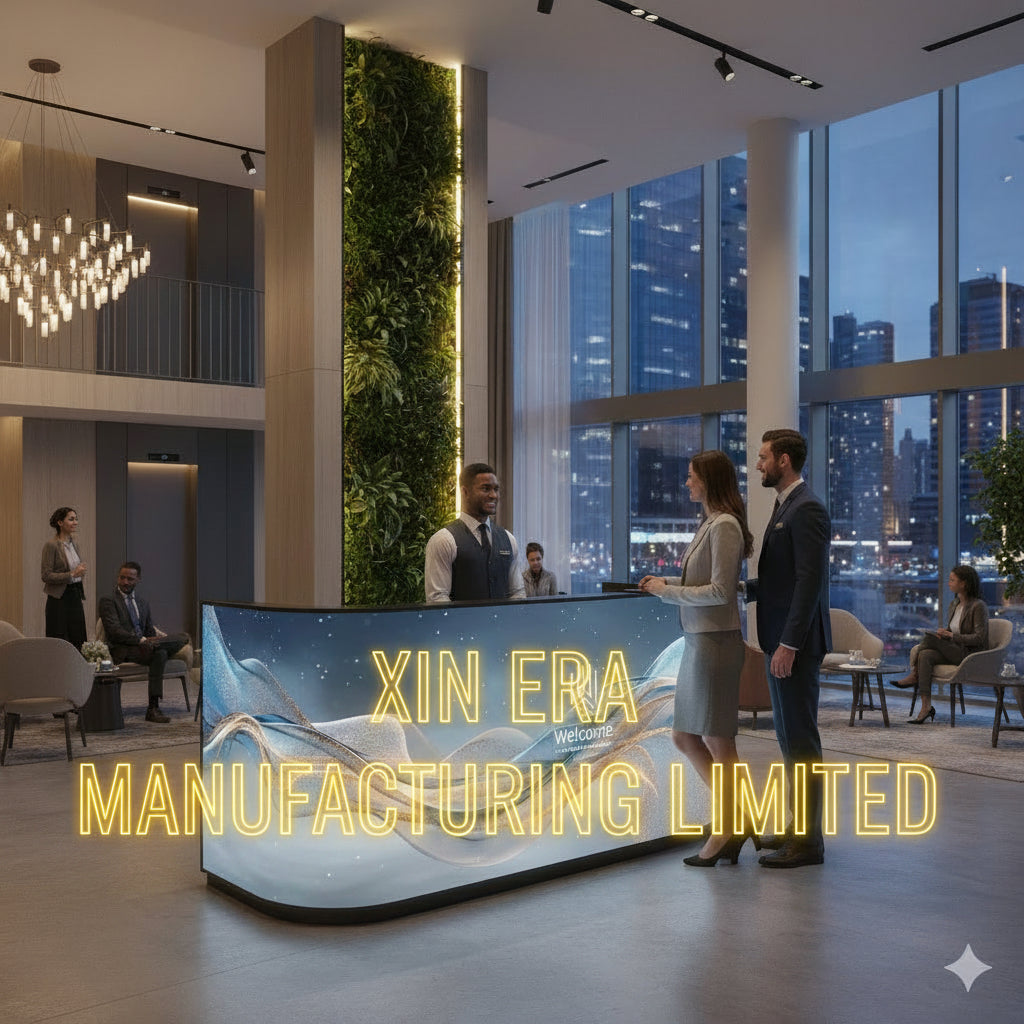 Ultra-HD P1.53 Curved LED Reception Desk - Premium 1254mm Smart Digital Front Counter